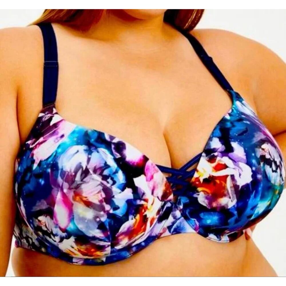 Torrid Curve XO Plunge Push-up 360  Watercolor  Bra Size 40C